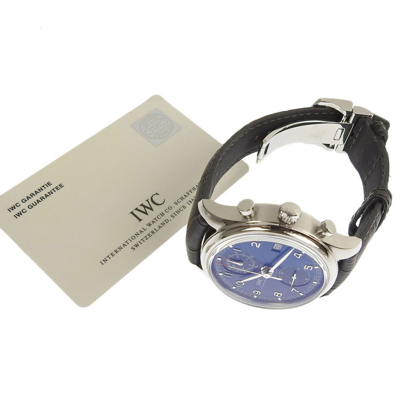 [IWC] Idabreye Shafhausen 
 Reloj de Portugiser 
 Limited 1000 unidades en todo el mundo IW390406 acero inoxidable x cronógrafo negro de cocodrilo marina marina marina portuguese