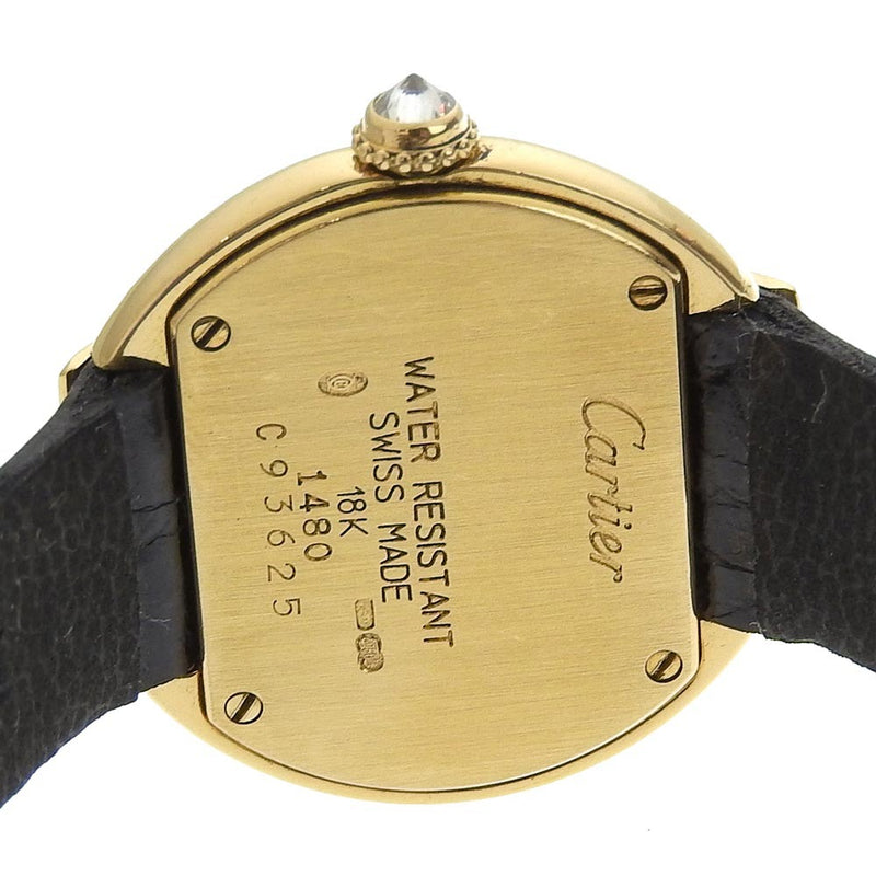 [Cartier] Cartier 
 Reloj de ellipse 
 K18 Gold amarillo x Crocodile cuarzo Dial Ellipse Damas