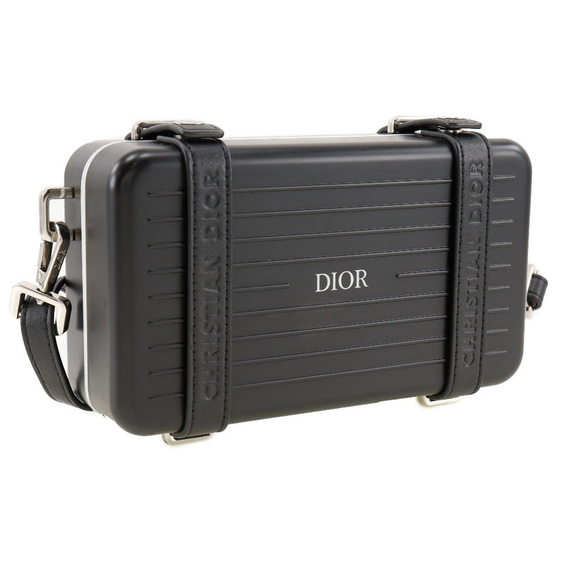 [Dior] Christian Dior 
 Bolsa de embrague personal Bolso de hombro 
 Rimowa Collaboration Aluminio Black Diagonal Shoulder 2way Snap Botón Bolsa de embrague personal unisex