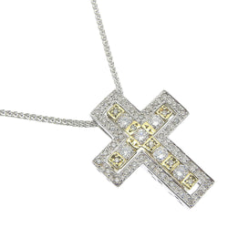 Collier croix K18 GOLE BLANC X K18 GOLLE JAUNE X Diamond 0,90 / 0,04 / 0,20 Tissu gravé d'environ 11,8 g croix unisexe A + rang