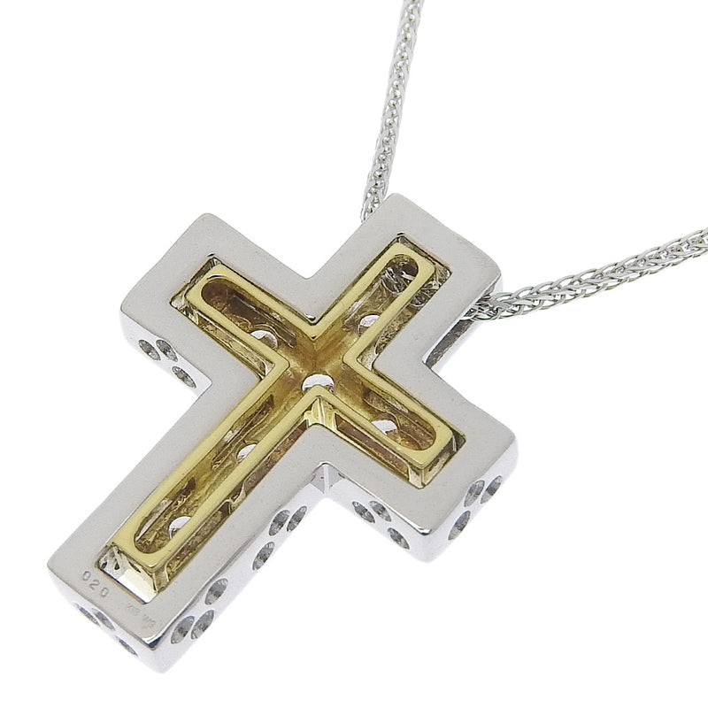 Collier croix K18 GOLE BLANC X K18 GOLLE JAUNE X Diamond 0,90 / 0,04 / 0,20 Tissu gravé d'environ 11,8 g croix unisexe A + rang