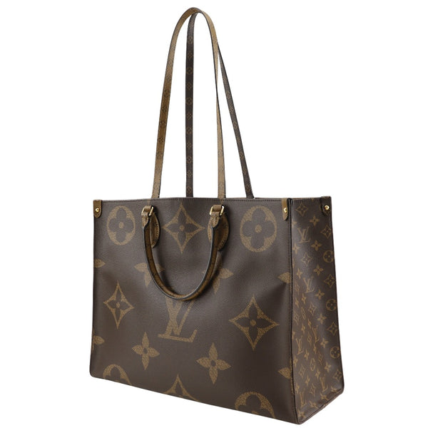 【LOUIS VUITTON】ルイ・ヴィトン
 オンザゴーGM トートバッグ
 モノグラム ジャイアント 2WAYショルダー M45320 モノグラムキャンバス×モノグラムリバース 茶 TJ4159刻印 肩掛け 手提げ 2way A4 オープン On-the-go GM レディースAランク