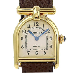 [Cartier] Cartier Calandle SM Watch Vintage Cal.21 K18 Yellow Gold X Cuir à main - Dalle beige répandue Calandre Smed dames