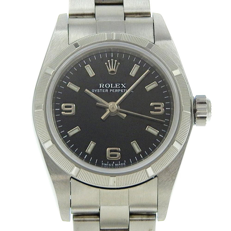 【ROLEX】ロレックス
 オイスターパーペチュアル 腕時計
 cal.2230 76030 ステンレススチール 自動巻き 黒文字盤 Oyster perpetual レディースA-ランク