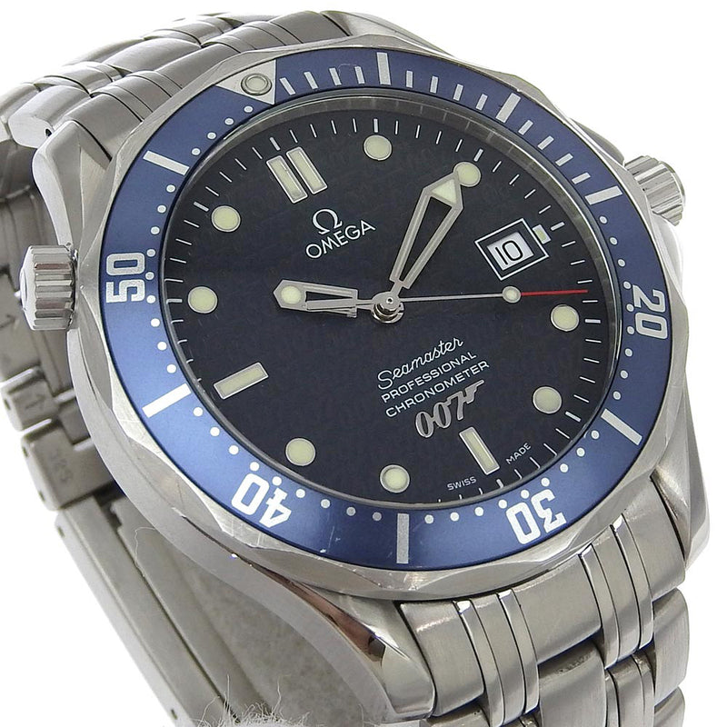 [오메가] 오메가 Seamaster 전문 시계 제임스 본드 007 40th Chronometer 2537.8 스테인리스 스틸 자동 블랙 다이얼 Seamaster Professional Men