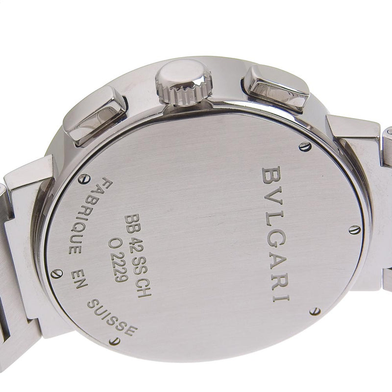 [Bvlgari] 불가리 Bvlgari Bvlgari BB42SSCH 스테인리스 스틸 실버 자동 크로노 그래프 블랙 다이얼 BVLGARI BVLGARI MEN