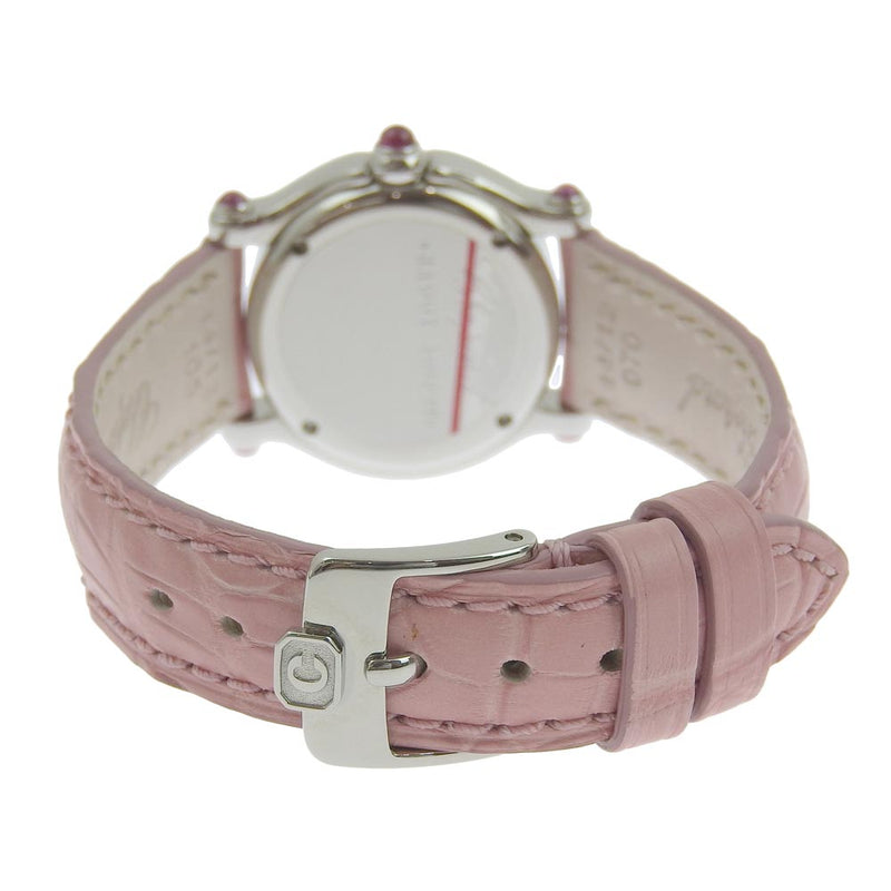 [Chopard] Chopard Happy Sports Watch 2P Diamond/3P Pink Sapphire 27/8245-42 스테인리스 스틸 X 가죽 X 가죽 X 다이아몬드 핑크 쿼츠 아날로그 다이얼 Happy Sports Ladies A-RANK