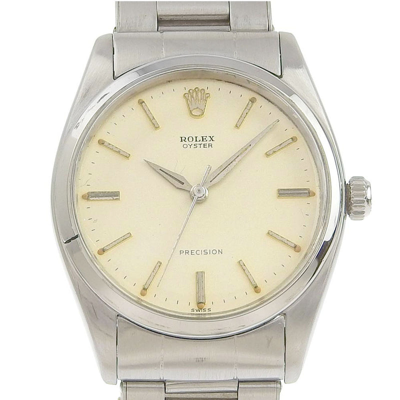 [Rolex] Rolex Big Oyster Precision Watch Rivet Breath Cal.1210 6424 Acero inoxidable Plata blanca blanca a mano Big Oyster Precision Men's B-B-Bank