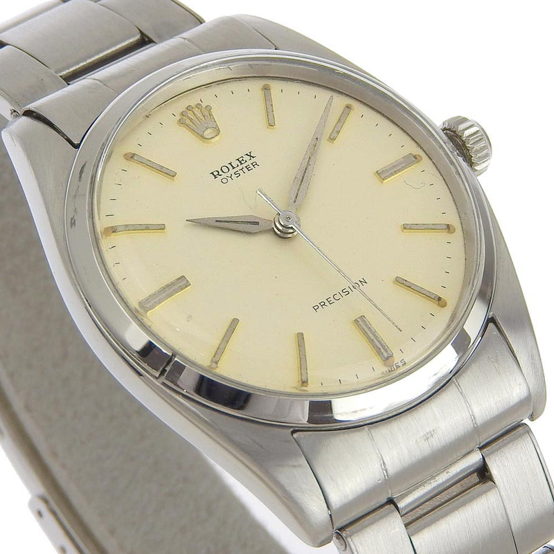 [Rolex] Rolex Big Oyster Precision Watch Rivet Breath Cal.1210 6424 Acero inoxidable Plata blanca blanca a mano Big Oyster Precision Men's B-B-Bank