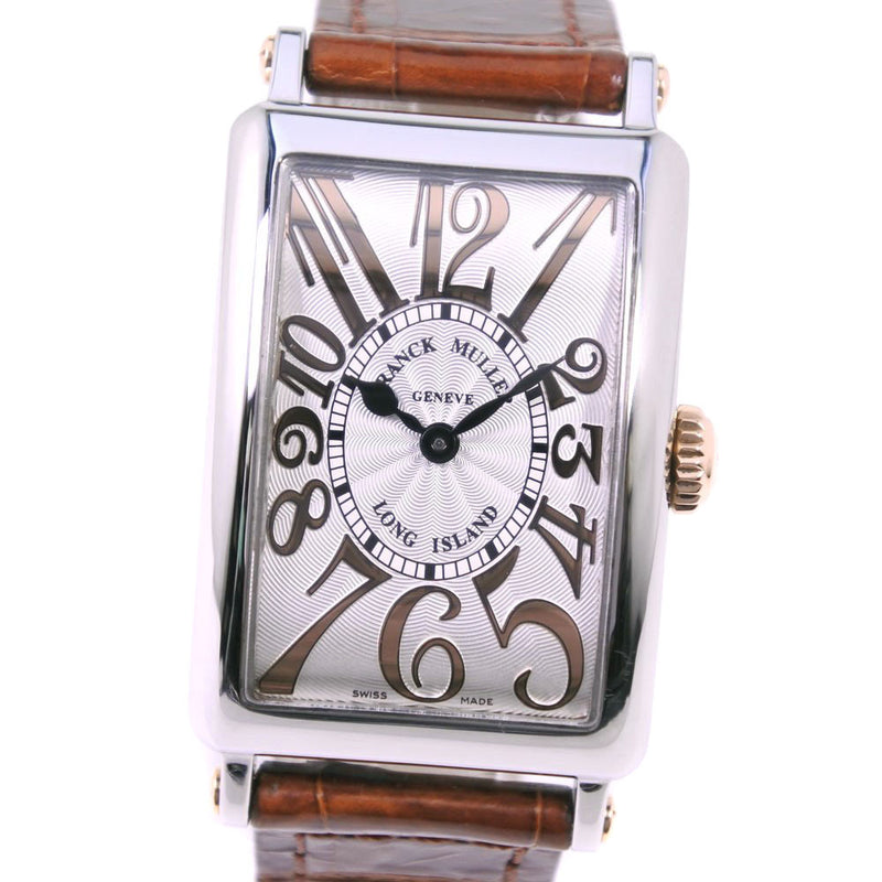 [Franck Muller] Frank Muller Long Island Relief Watch 902QZ 스테인레스 스틸 X 악어 X K18PG 쿼츠 은색 다이얼 롱 아일랜드 구호 숙녀 A-Rank