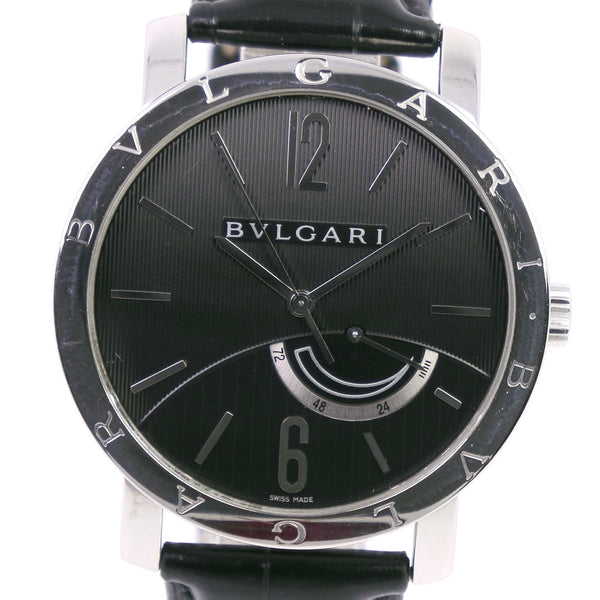 【BVLGARI】ブルガリ
 ブルガリブルガリ 腕時計
 BB41SL ステンレススチール×クロコダイル 手巻き パワーリザーブ 黒文字盤 Bvlgari Bvlgari メンズA-ランク