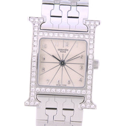 [Hermes] Hermes H Watch 시계 베젤 다이아몬드 HH1.230 스테인레스 스틸 스틸 실버 쿼츠 실버 다이얼 Heure H Watch Ladies A Rank