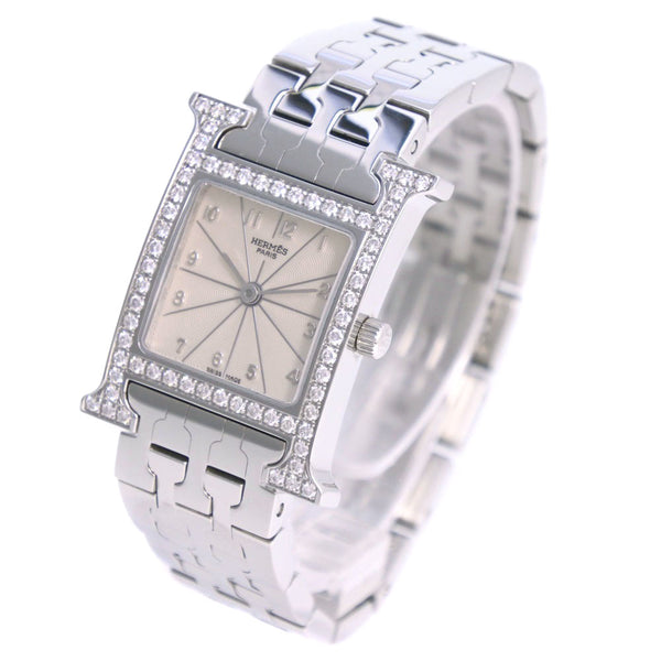 [爱马仕]爱马仕 
 H手表 
 Bezel Diamond HH1.230不锈钢钢钢银石英银色表盘Heure H观看女士