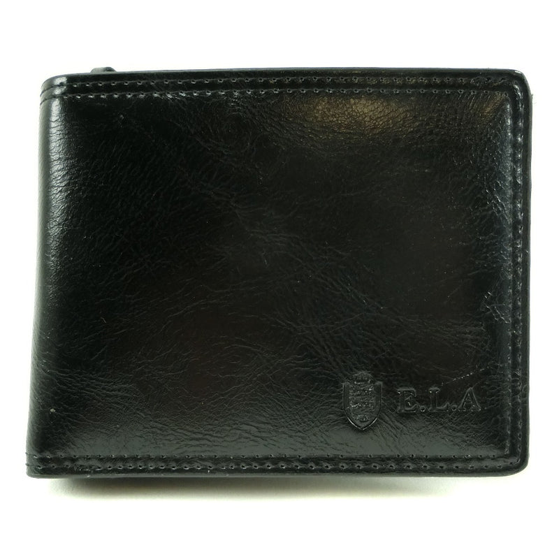 E.L.A Bifold 지갑 합성 가죽 검은 색 오픈 E.L.A 남자의 순위