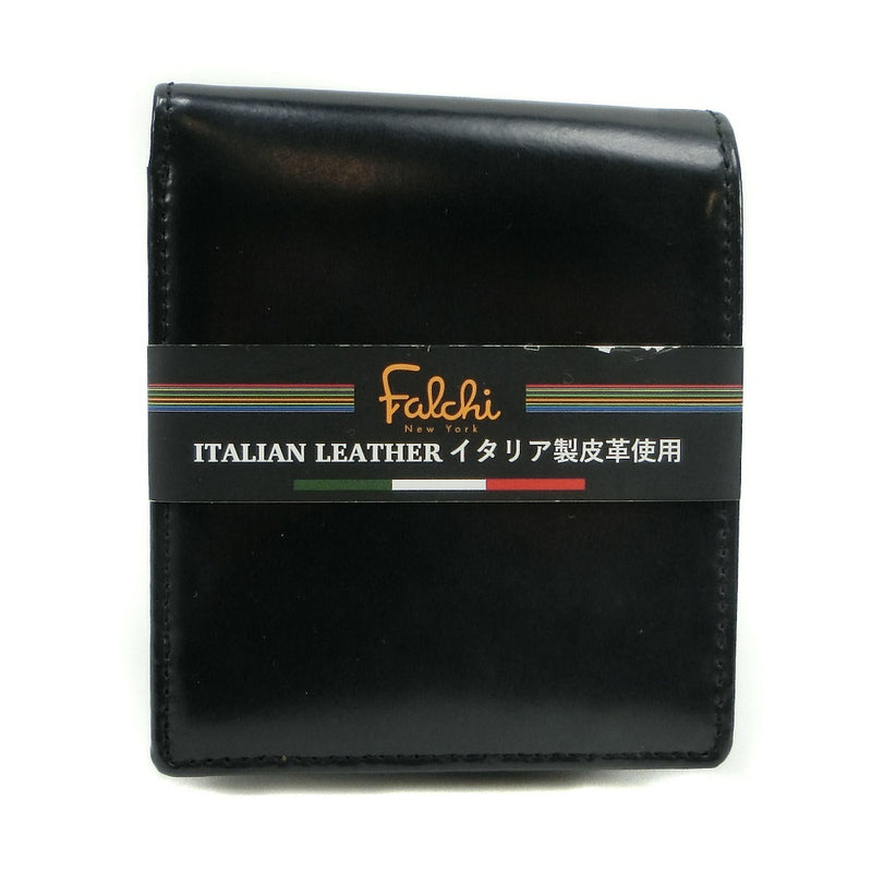 Italian leather Bi-Fold Wallet Cowhide Black Open Italian leather Men's