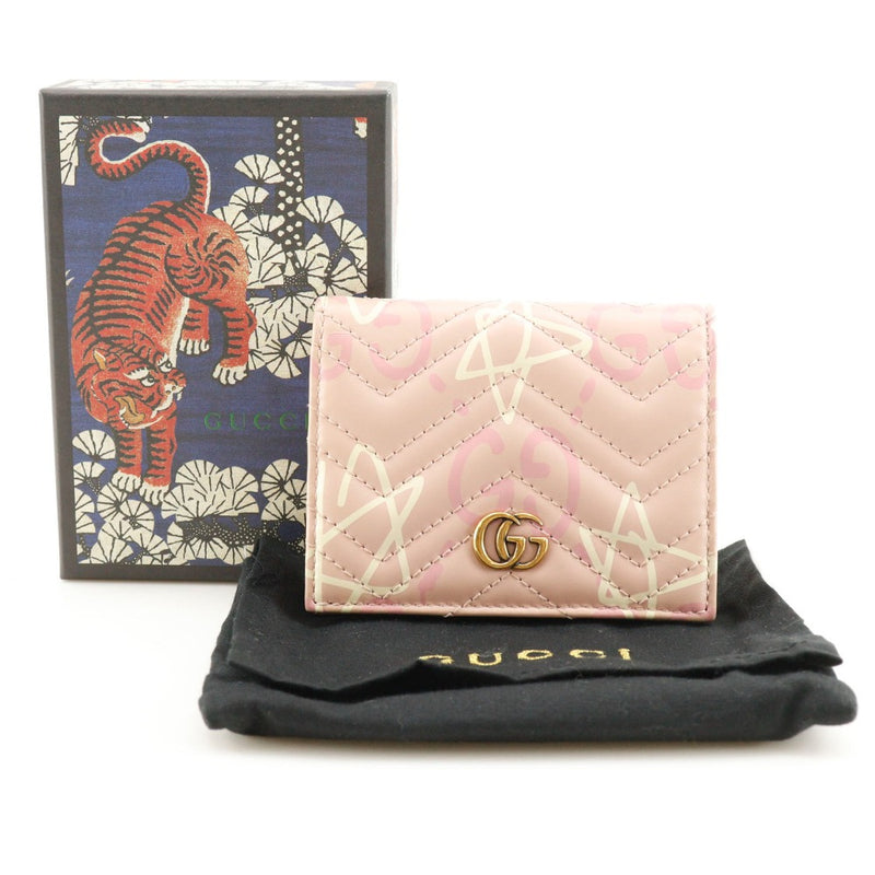 [Gucci] 
 Billetera compacta billetera 
 Case de tarjeta GG Ghost 449421 Botón de reposo de cuero Botón Compact Women Women