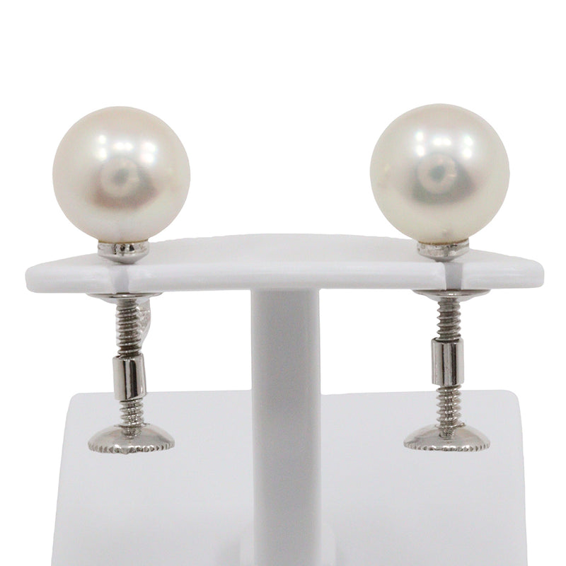 Pearl Earrings 8.0mm K14 White Gold x Pearl about 2.8g Pearl Ladies A Rank