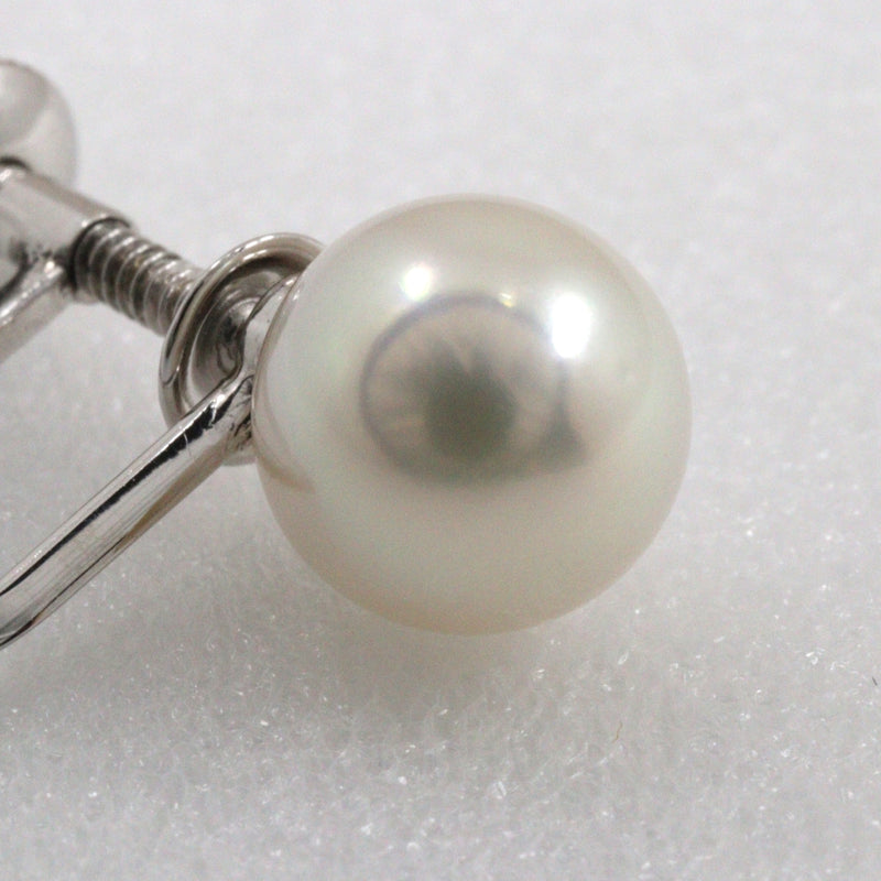 Pearl Earrings 8.0mm K14 White Gold x Pearl about 2.8g Pearl Ladies A Rank