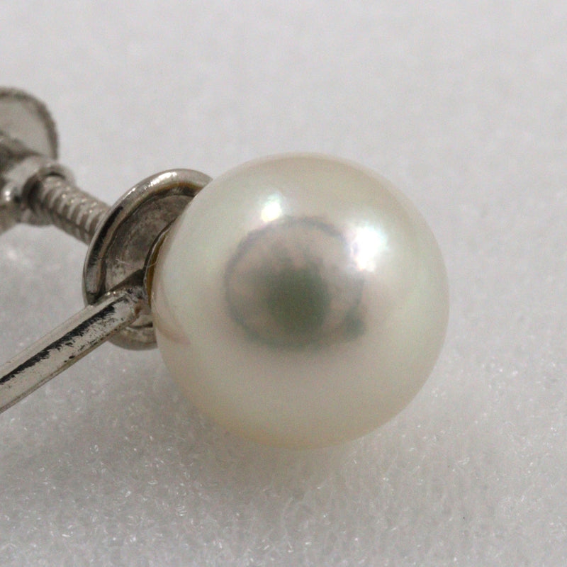 Earrings 8.0mm K14 White Gold x Pearl about 2.6g Ladies A Rank