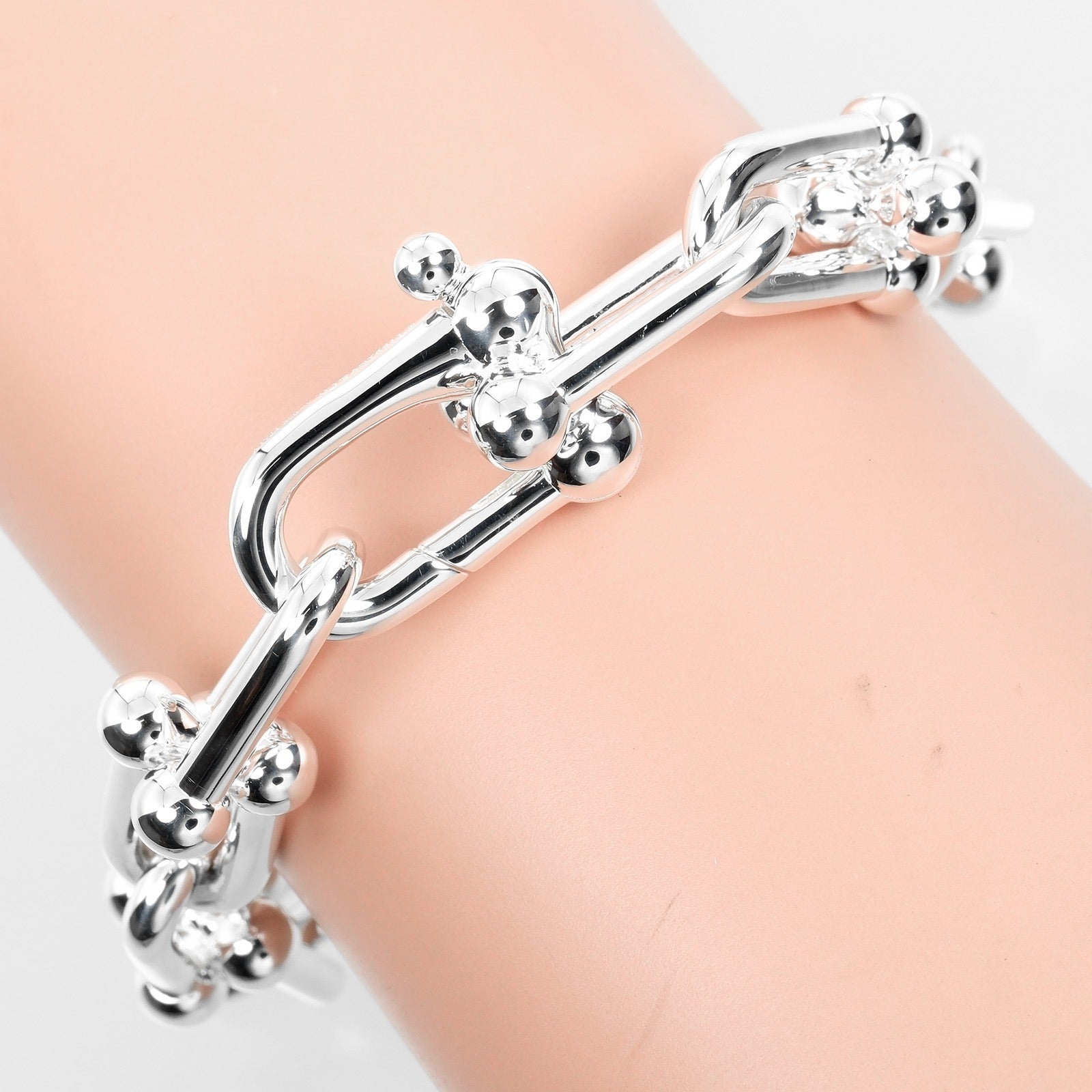 美品 Tiffany ハードウェア ブレスレット ラージリンク シルバー 925 Tiffany ＆ Co．(ティファニー) ハードウェア ラージ リンク