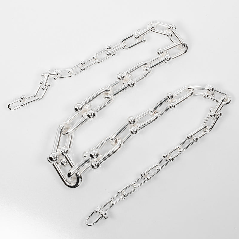 【TIFFANY&Co.】ティファニー
 ハードウェア グラジュエイテッドリンク ネックレス
 シルバー925 約108g Hardware Graduated Link レディースAランク