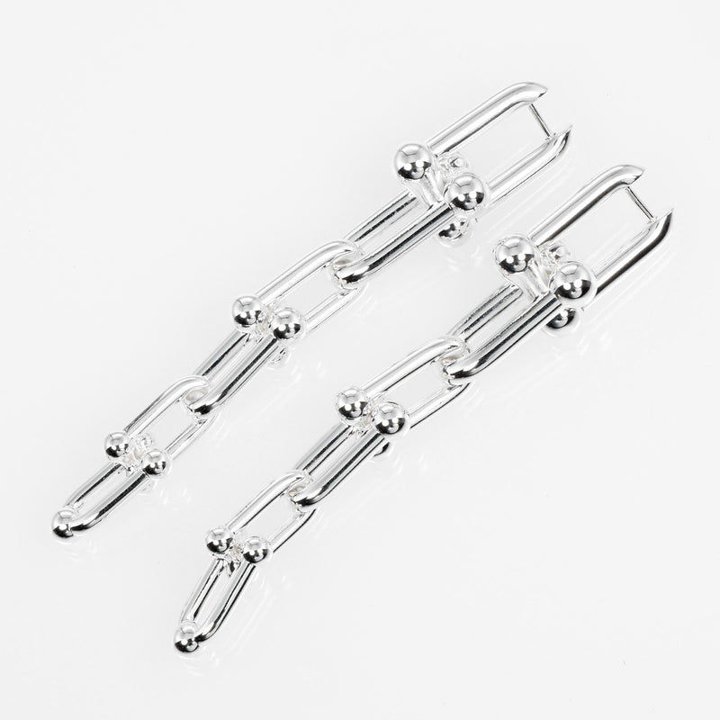 [Tiffany & co.]TIFFANY&Co.
 Hardware Grajued Link Earrings 
 Silver 925 approx. 23.5g Hardware Graduated Link Ladies A Rank