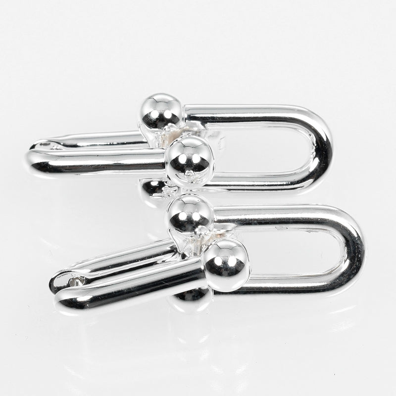 [Tiffany & co.]TIFFANY&Co.
 Hardware large link earrings 
 Silver 925 about 10.6g Hardware Large Link Ladies A Rank