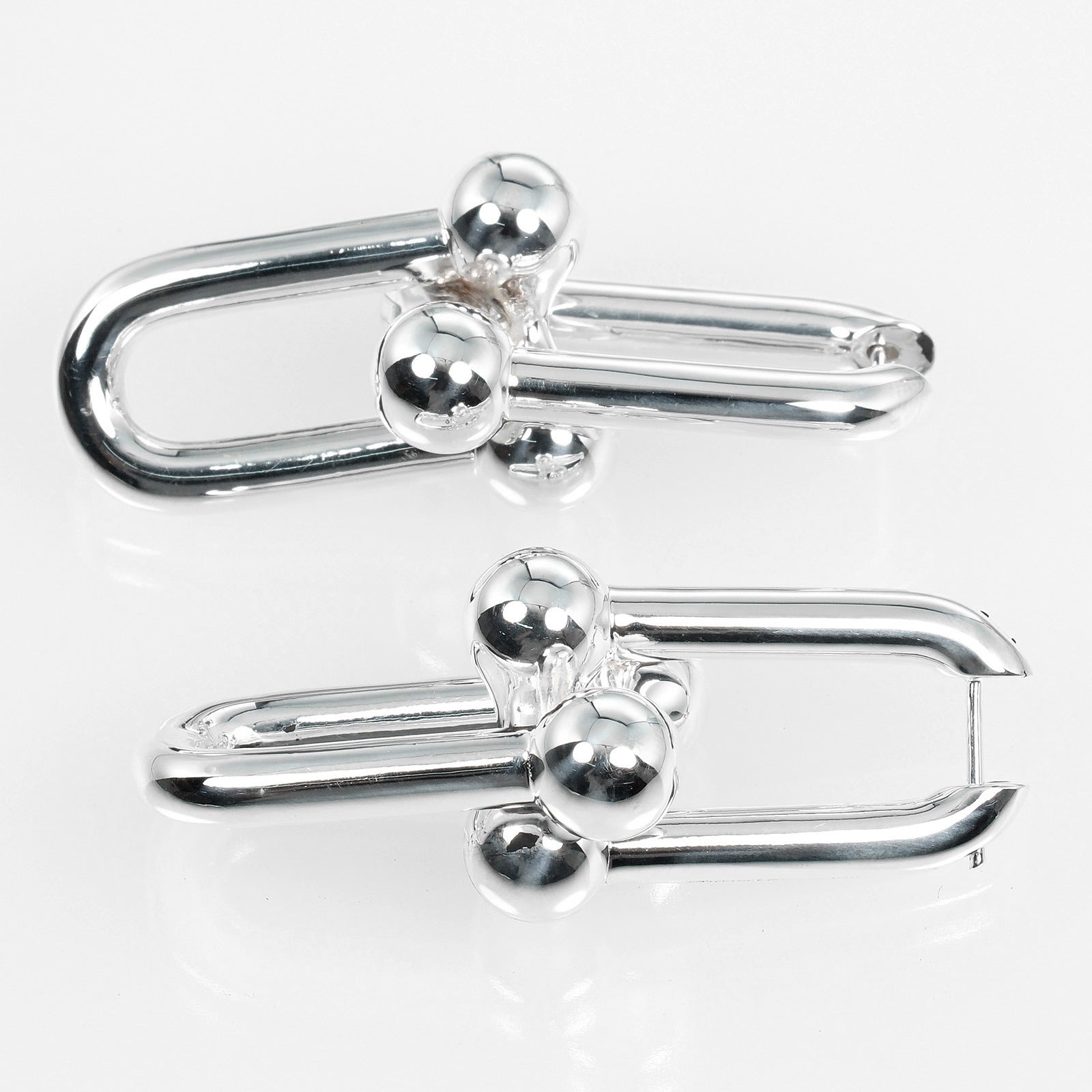 極美品 ティファニー ハードウェア エクストララージ ピアス シルバー925 TIFFANY&Co.】ティファニー ハードウェア エクストラ ラージリンク