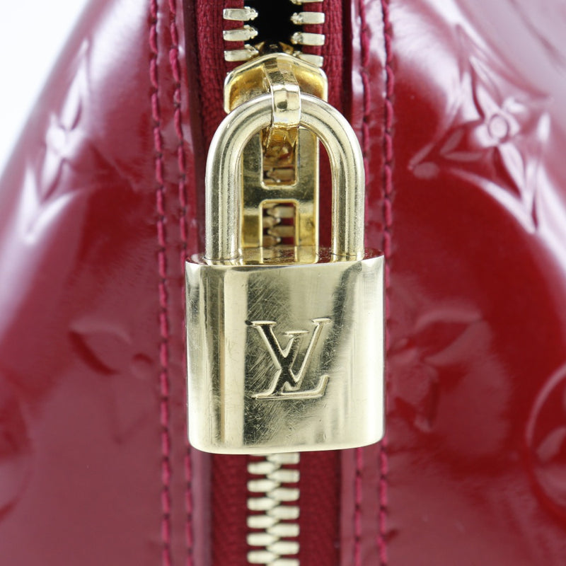 [Louis Vuitton]LOUIS VUITTON
 Alma GM handbag 
 M93596 MonogramVernis Pom Damur Red SN2133 Engraved handbill A4 doubleFastener ALMA GM Ladies