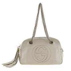 [GUCCI] Gucci 
 Sohop doubleChain Shoulder Bag
 Interlocking G 308983 Leather off -white shoulder Fastener SOHO DOUBLE CHAIN ​​Ladies B-Rank