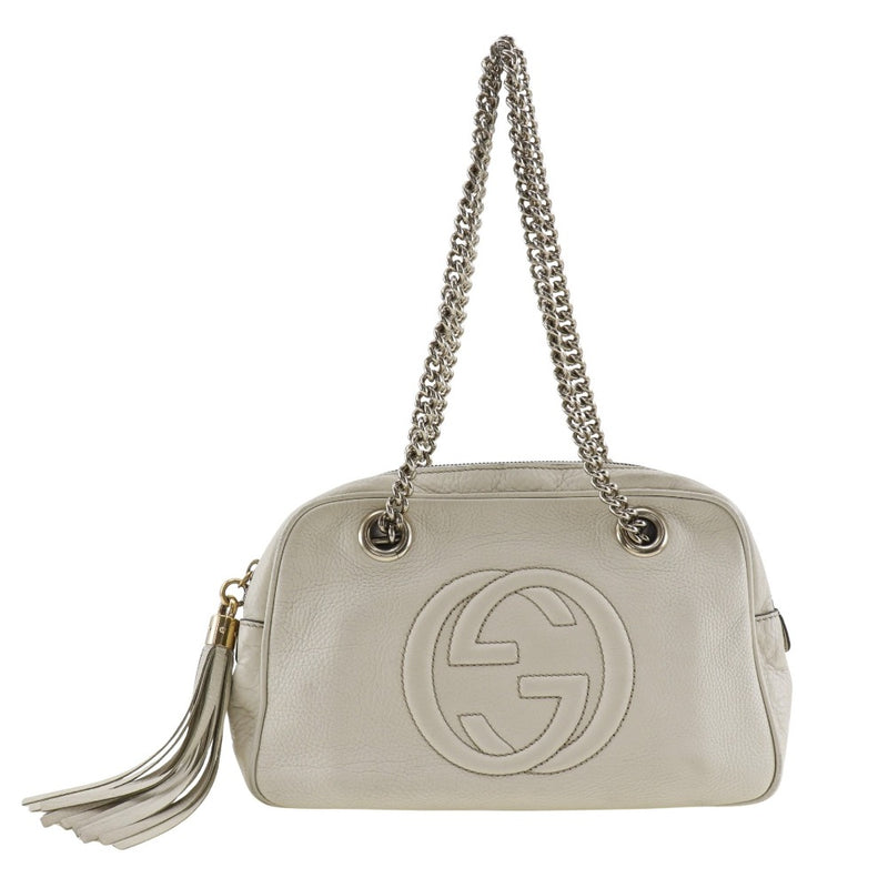 [GUCCI] Gucci 
 Sohop doubleChain Shoulder Bag
 Interlocking G 308983 Leather off -white shoulder Fastener SOHO DOUBLE CHAIN ​​Ladies B-Rank