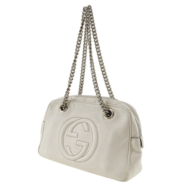 [GUCCI] Gucci 
 Sohop doubleChain Shoulder Bag
 Interlocking G 308983 Leather off -white shoulder Fastener SOHO DOUBLE CHAIN ​​Ladies B-Rank