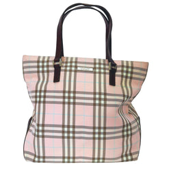 [Burberry] Burberry 
 Novacheck handbag 
 Nylon canvas x leather beige fastener nova check Ladies A-Rank