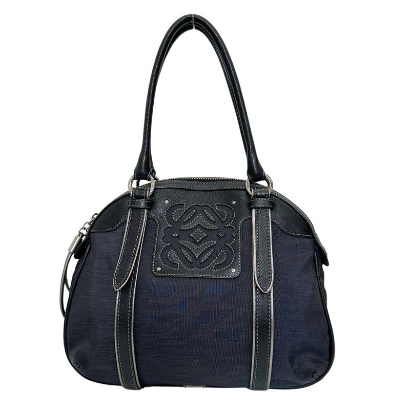 [Loewe] Loeba Anagram Handbag Nylon Canvas X Leather Black Handsbag A5 Fixer anagram dames A Rank