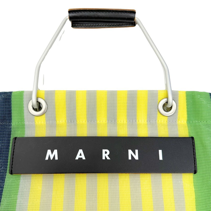 【MARNI】マルニ
 ストライプ ハンドバッグ
 ナイロン マルチ 手提げ A4 オープン stripe レディースAランク