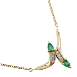 necklace 
 K18 Yellow Gold x Diamond x Emerald 0.25/D0.11 Engraved Approximately 3.7G Ladies A+Rank