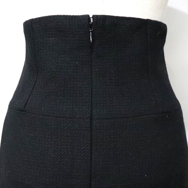 [香奈儿]香奈儿 
 耀斑裙裙 
 高腰可可标记P21059V12301羊毛x丝绸黑色耀斑裙子女士