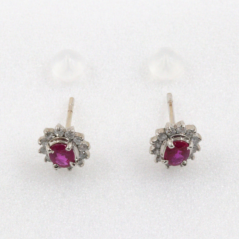 Piercing PT900 Platinum x Ruby x Diamond Rose color 0.38 engraved about 2.6g Ladies A+Rank