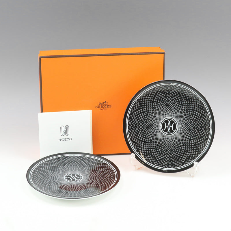 [HERMES] Hermes Ash Deco H Deco Tableware 14cm Plate 2 Porcelain Ash DECO H DECO _S Rank