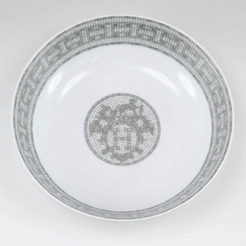 [HERMES] Hermes 
 Mosaic Van Cattle Platinum Tableware 
 17cm serial bowl 2 MOSAIC VANQUATRE PLATINUM_S Rank