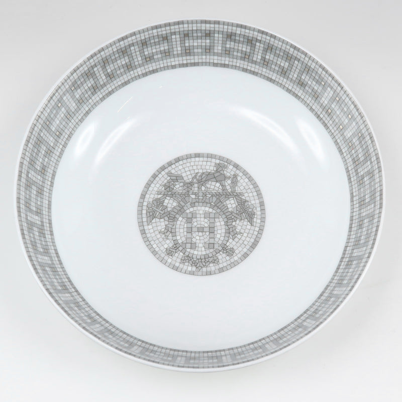 [HERMES] Hermes 
 Mosaic Van Cattle Platinum Tableware 
 17cm Serial Bowl 1 MOSAIC VANQUATRE PLATINUM_S Rank