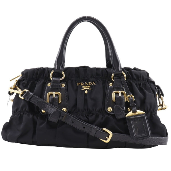 【PRADA】プラダ
 2WAYショルダー ショルダーバッグ
 ギャザー BN1407 ナイロン NERO 黒 斜め掛け 肩掛け 手提げ 2way A5 ファスナー 2WAYShoulder レディース