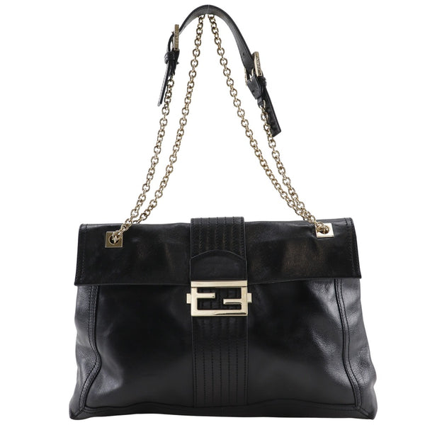 [FENDI] 
 ChainTote Tote Bag
 2WAY Shoulder Leather Black Crossbody Shoulder Handbag 2way Flap Chain tote Women