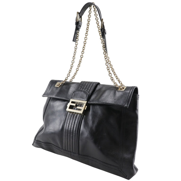 [FENDI] 
 ChainTote Tote Bag
 2WAY Shoulder Leather Black Crossbody Shoulder Handbag 2way Flap Chain tote Women