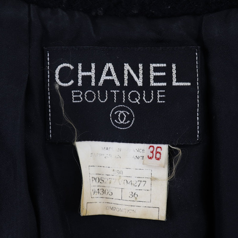 [CHANEL] Chanel 
 Cocomark button tailored jacket 
 Vintage Tweed Black COCO Mark Button Ladies