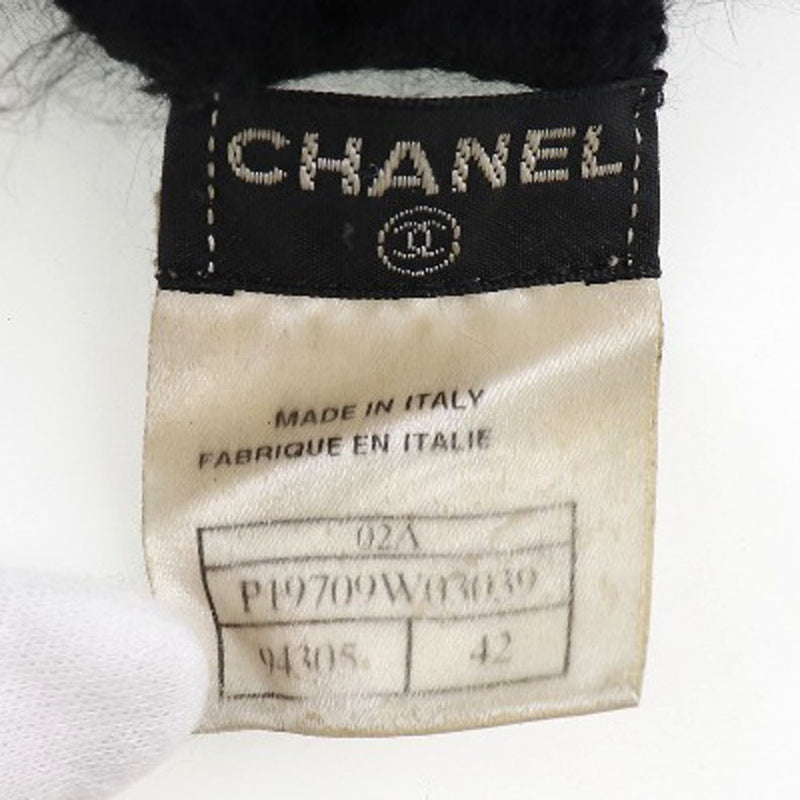 [Chanel] Chanel 
 Suéter de cocomar 
 Tortuga Cuello P19709W03039 LANO X Angola Black Coco Mark Ladies