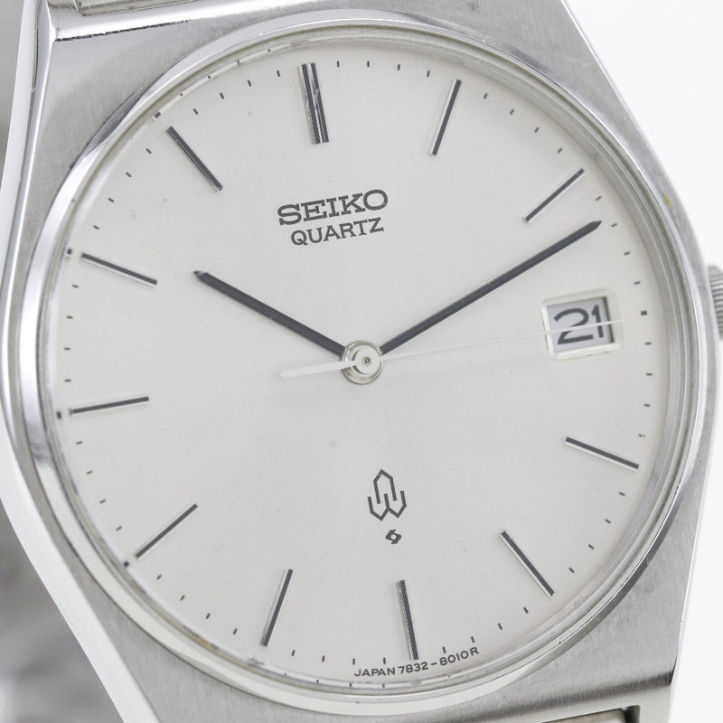 [Seiko]精工 
 手表 
 7832-8010不锈钢石英模拟显示银色表盘