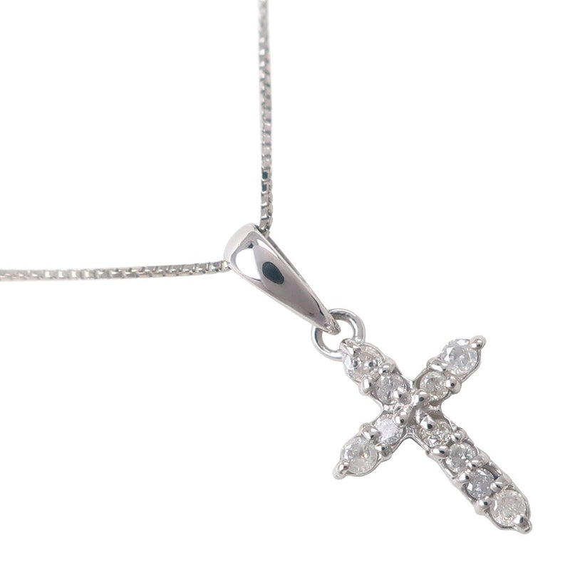 Cross necklace 
 K18 White Gold x Diamond Cross Approximately 1.1g CROSS Ladies A-Rank