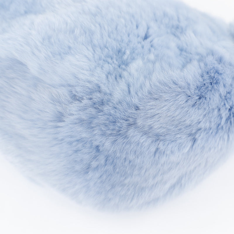 [CHANEL] Chanel 
 Mini -chain shoulder shoulder bag 
 Coco Mark A20455 Rabbit Fur Light Blue Fastener MINI CHAINSHOULDER Ladies A-Rank