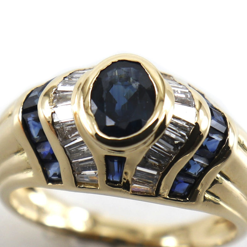 No. 13.5 anillo / anillo 
 K18 Oro amarillo x zafiro x diamante alrededor de 6.61g damas a-rank